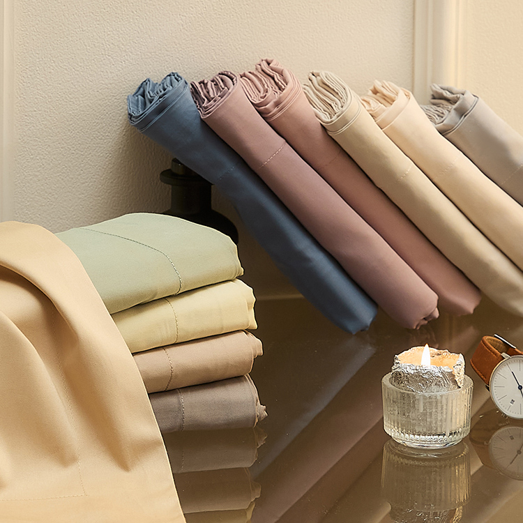 米一浔纯色100支长绒棉全棉枕套