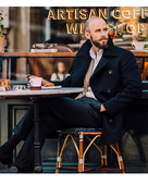 美式 coat秋冬加厚重磅羊毛外套 双排扣pea 复古海军呢大衣男士 经典