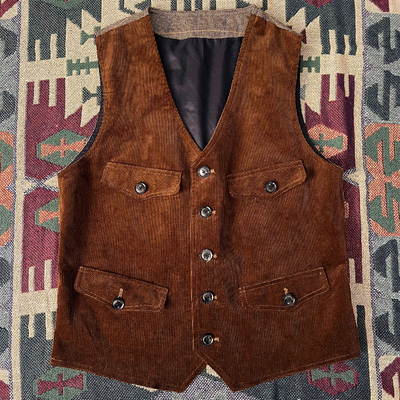 LOOKPLUS冬复古修身灯芯绒马甲