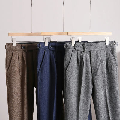 LOOKPLUS那不勒斯羊毛直筒西裤