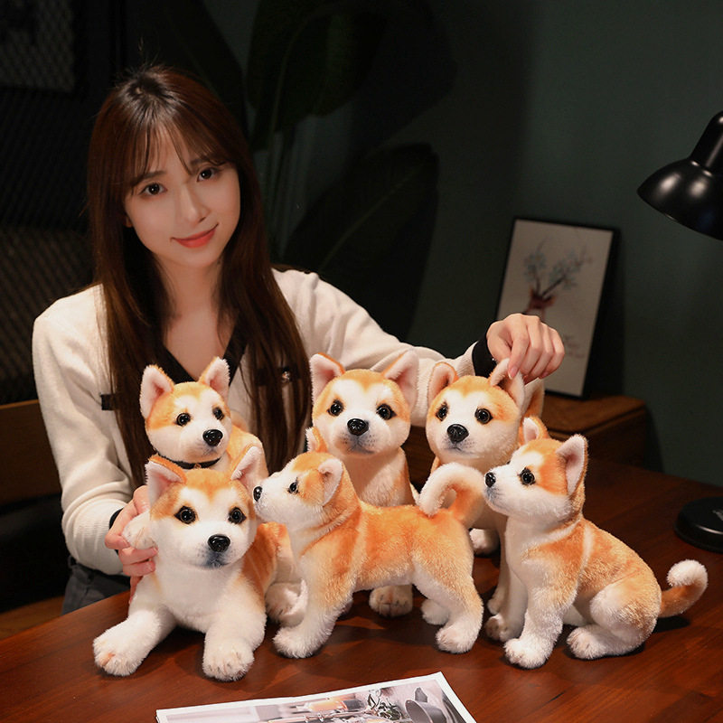 可爱仿真小柴犬公仔毛绒玩具小狗狗秋田犬玩偶男孩子安抚布偶娃娃