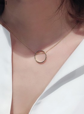 短项链mのrumi几何圆环闪亮女