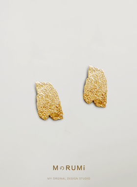 抽象造型金箔纹理/冷淡风高级感简约风格耳钉耳环女S925银针