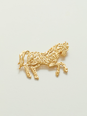 西洋复古风小马胸针 抽象派艺术线条设计高级感黄铜铸造精致胸花