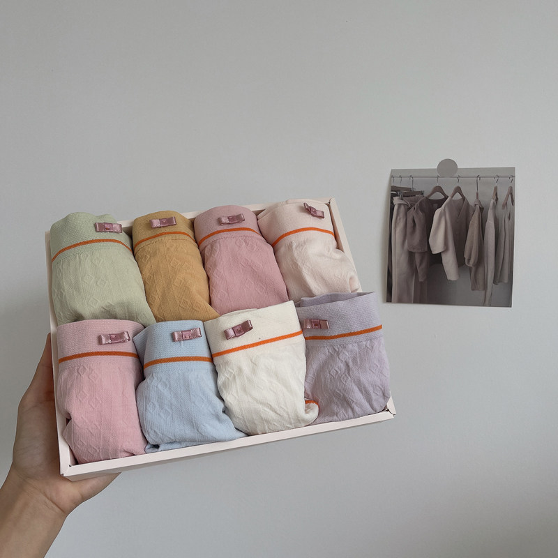 8条装星期裤日系少女无缝棉柔软亲肤三角裤中腰包臀弹力舒适内裤