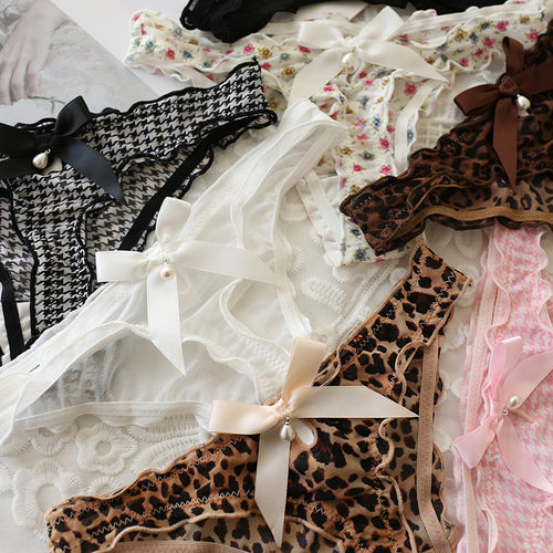 珍珠丁字裤女可爱镂空内裤低腰