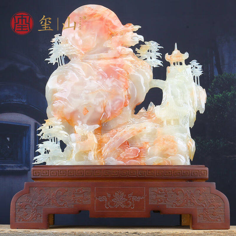 玺山纯手工雕刻天然玉石山水玉雕摆件公司开业乔迁庆典高端礼品艺
