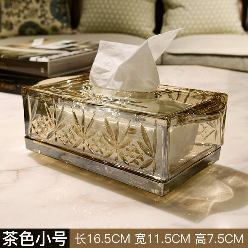 杯语纸巾盒创意欧式水晶玻璃纸巾盒客厅轻奢北欧办公室抽纸盒摆件