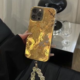 桂花金箔錦鯉適用蘋(píng)果16pro漩渦IMD手機(jī)殼iphone15防摔手機(jī)oppo華為小米可愛(ài)mate保護(hù)套14ProMax榮耀vivo