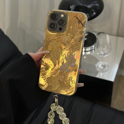桂花金箔锦鲤适用苹果17pro漩涡IMD手机壳iphone16防摔手机oppo华为小米可爱mate保护套14ProMax荣耀vivo