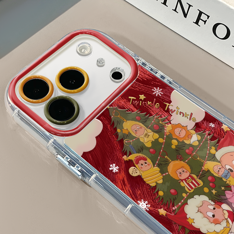星星人圣诞适用苹果17Pro手机壳简约iphone16promax奶油羽纱oppo可爱华为p80荣耀创意保护套vivo小米15