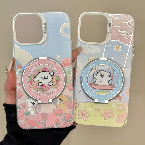 玫瑰线条小狗适用苹果17pro磨砂彩银华为mate卡通手机壳iphone16pro华为苹果13小米15可爱mate保护套14Pro