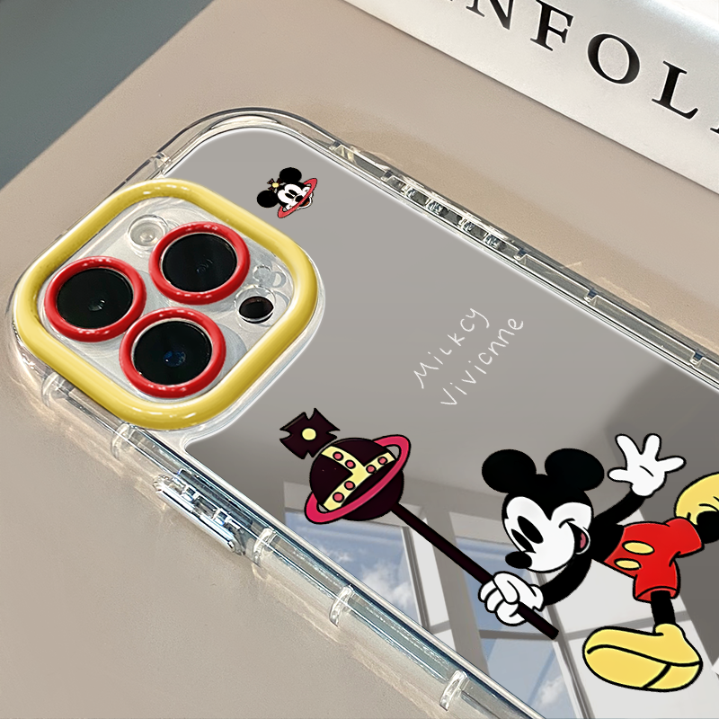 米奇西太后适用于苹果16pro镜面奶油壳iPhone15手机壳华为p80可爱小米15防摔荣耀保护套mate70小众红米