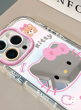 首饰Kitty镜面适用于苹果17pro华为奶油oppo苹果16新iPhone14/13/12promax手机壳真我红米小米13pro/u