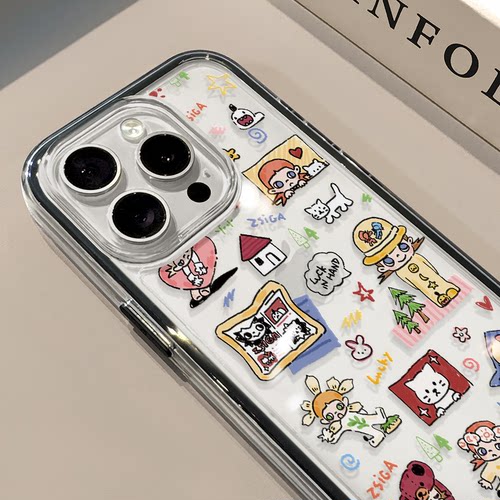涂鸦嘎子姐适用苹果17promax手机壳iPhone16三合一炫彩华为mate70保护套oppo荣耀200创意小米15