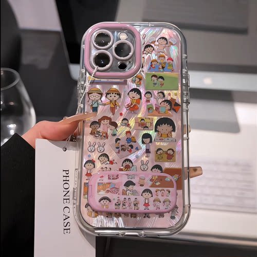 樱桃小丸子合集适用苹果17奶油羽纱纹卡通手机壳iphone16可爱华为p创意可爱mate70保护套小众小米15新款