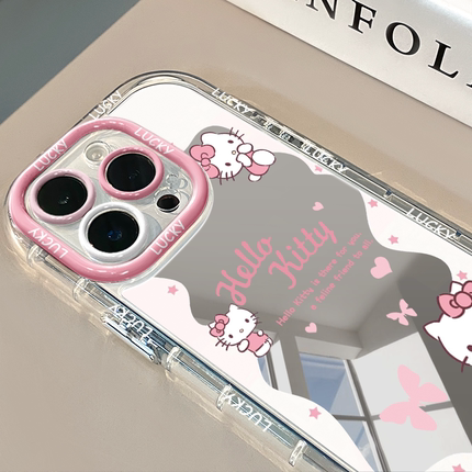 镂空蝴蝶可爱卡通镜面适用于苹果17奶油壳华为oppo新iPhone16pro/14/12promax手机壳真我红米小米13pro/ultra