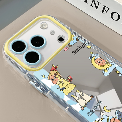 梦境星星人适用于苹果17Pro镜面奶油壳iPhone16Promax手机壳华为p80可爱小米17防摔荣耀mate70小众红米
