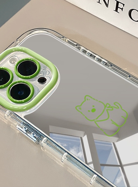 黄线条西高地适用于苹果16promax镜面奶油壳iPhone15手机壳华为p可爱小米15防摔潮流保护套mate70小众