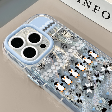 费尔岛企鹅适用苹果17pro奶油羽纱纹卡通手机壳iphone16pro可爱华为苹果13创意可爱保护套15ProMax