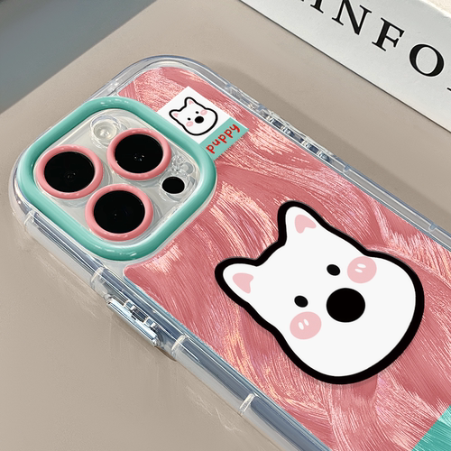 玩偶小动物头像适用苹果17pro奶油羽纱纹卡通手机壳iphone16pro可爱华为苹果13创意可爱保护套15ProMax