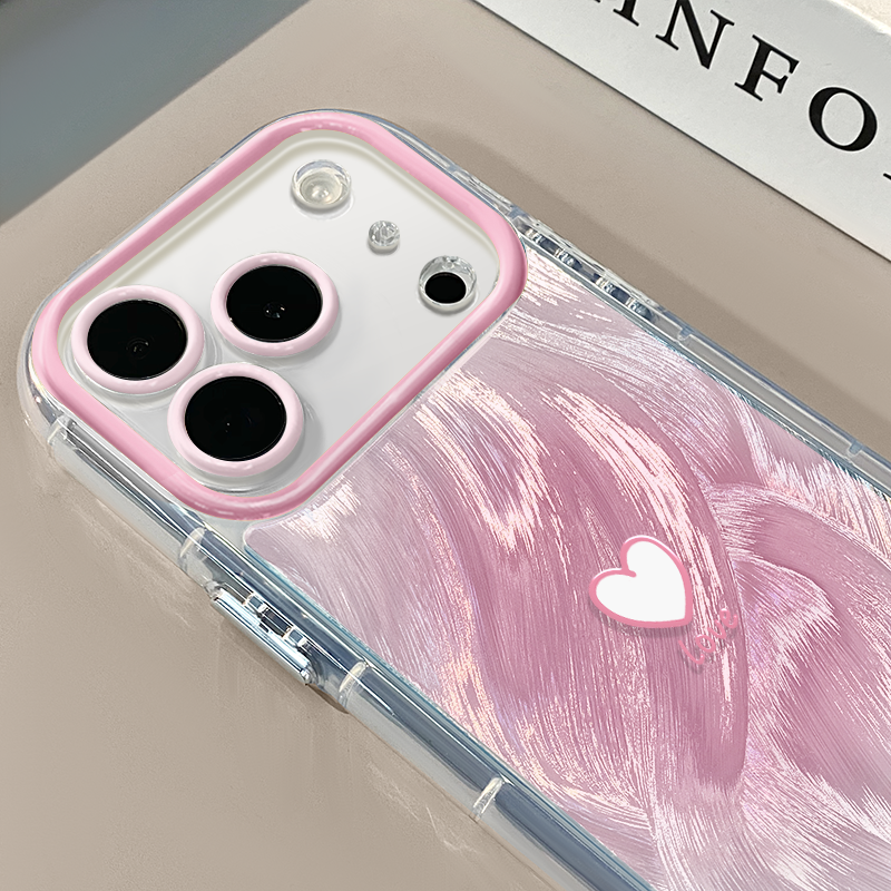 腮红爱心适用苹果17Pro手机壳简约16promax奶油羽纱oppo可爱华为p80荣耀创意保护套vivo小米17