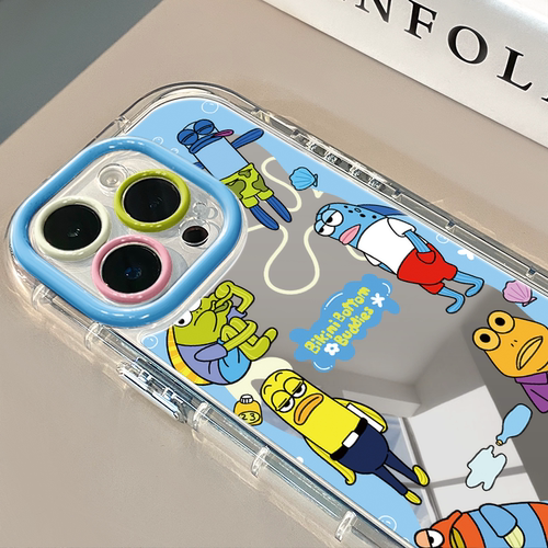 路人鱼适用于苹果17promax镜面奶油壳iPhone16手机壳华为p可爱小米15防摔保护套mate70小众新款