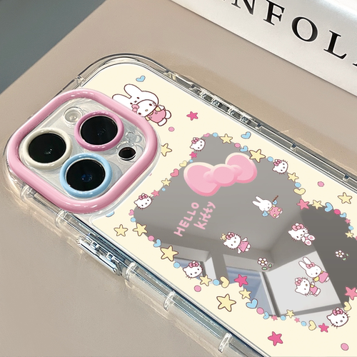 星星kitty米菲适用于苹果16promax镜面奶油壳iPhone15手机壳华为p可爱小米15防摔保护套mate70小众新款