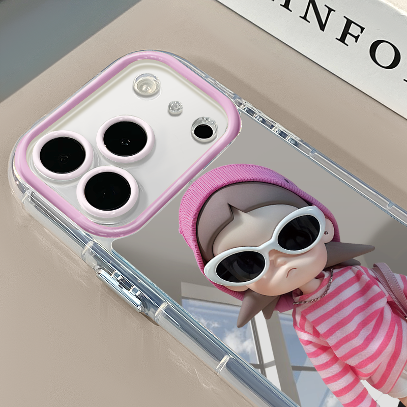 墨镜嘎子姐适用于苹果17Pro镜面奶油壳iPhone16Promax手机壳华为p80可爱小米15防摔荣耀mate70小众红米