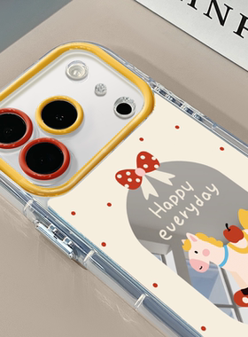 圆点小马适用于苹果17Pro镜面奶油壳16Promax手机壳华为p80可爱小米17防摔荣耀mate70小众红米