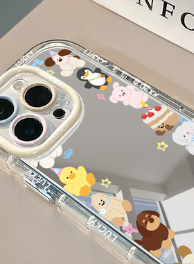cat玩偶镜面适用于苹果17pro华为奶油壳oppo苹果16新iPhone15/14/13promax手机壳真我红米小米13pro/u