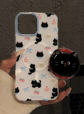 满屏ins猫咪适用于苹果17promax双层IMD磁吸款手机壳iPhone16可爱小众保护套新款潮流红米创意ins风华为