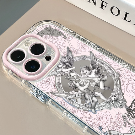 ins创意小众可爱天使镜面适用于苹果17奶油壳华为oppo新iPhone16/14/12promax手机壳真我红米小米13pro/ultra