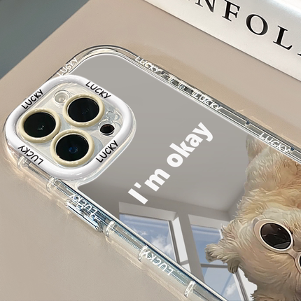 镂空墨迹小狗面适用苹果17promax奶油壳oppo苹果15新iPhone14/12/11promax手机壳真我红米小米13pro/ultra