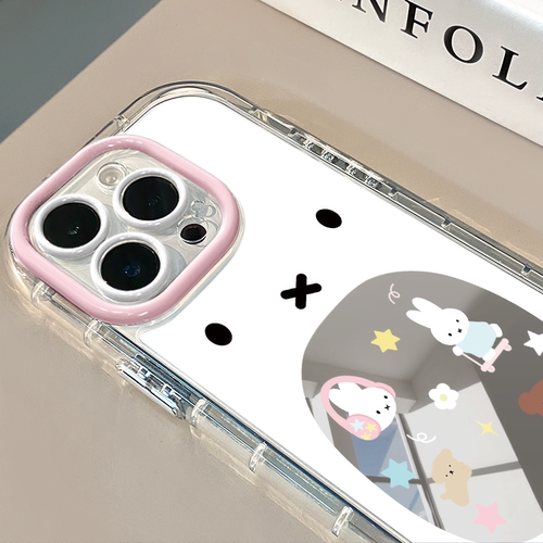米菲兔口袋适用于苹果17Pro镜面奶油壳iPhone16Promax手机壳华为p80可爱小米15防摔荣耀mate70小众红米