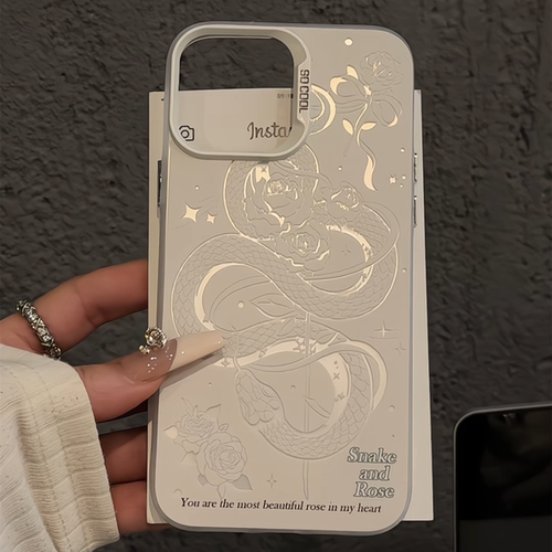链条小蛇适用苹果16pro磨砂彩银卡通手机壳iphone15华为p防摔小米15可爱mate70保护套14ProMax荣耀新款潮流