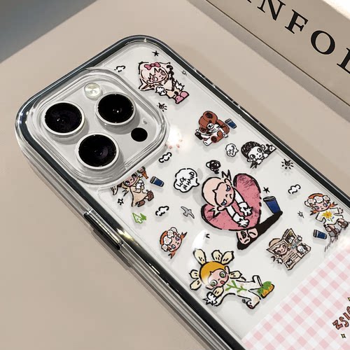 格纹嘎子姐适用苹果17promax手机壳iPhone16三合一炫彩华为mate70保护套oppo荣耀200创意小米15