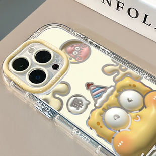 ins卡通海綿寶寶鏡面適用于16pro華為奶油殼oppo蘋(píng)果15新iPhone14 ultra 11promax手機(jī)殼紅米小米13pro