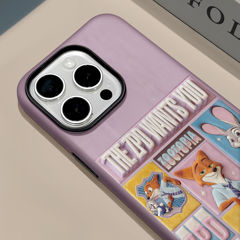 紫色疯狂动物城适用苹果17pro手机壳16promax菲林二合一华为mate70小众oppo新款小米15vivo荣耀200