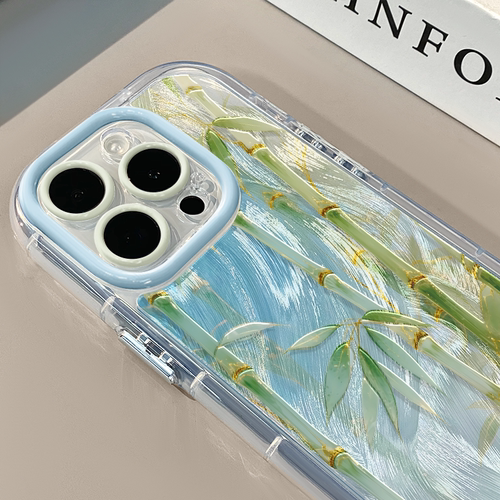 金箔竹子适用苹果17Pro手机壳简约iphone16promax奶油羽纱oppo可爱华为p80荣耀创意保护套vivo小米15