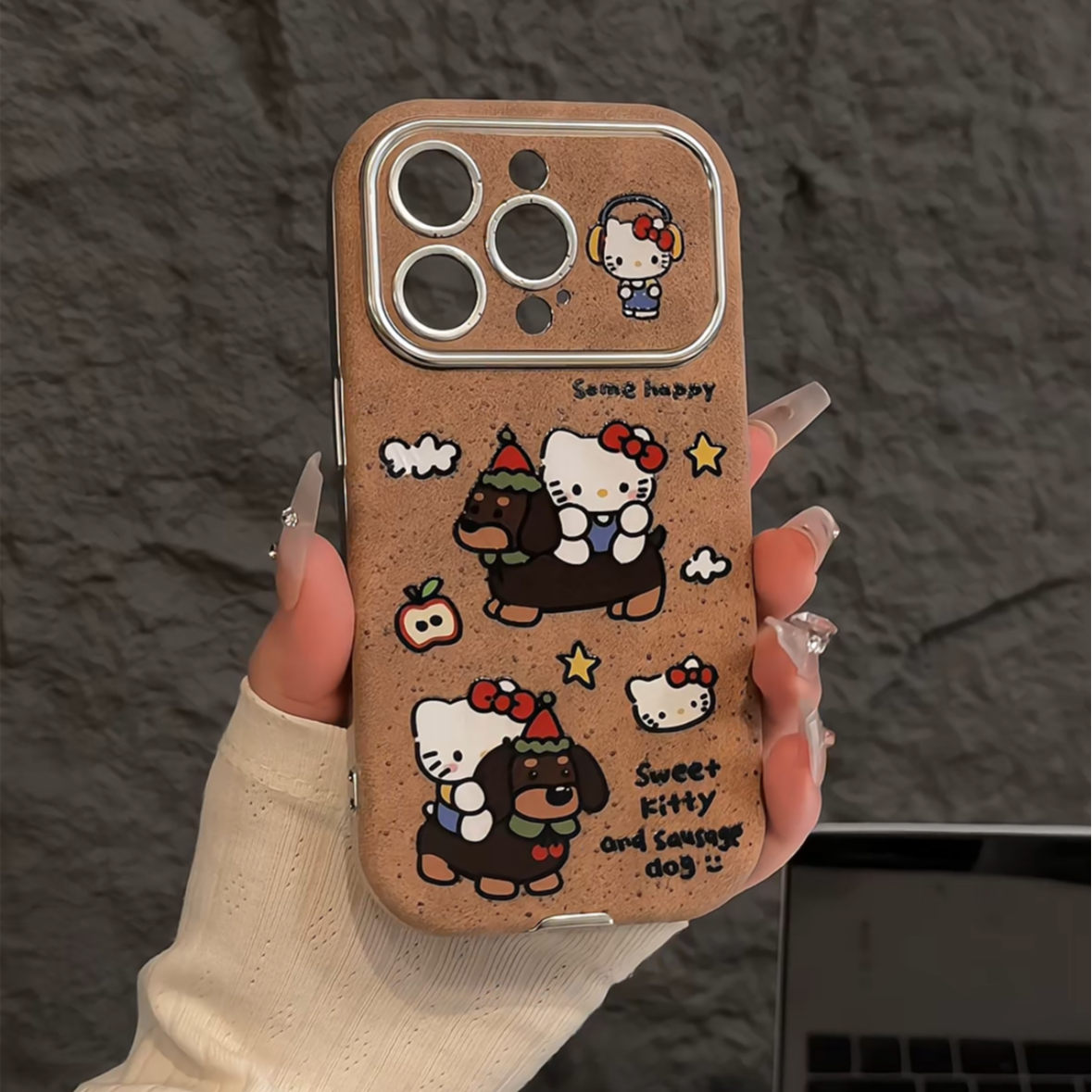 腊肠狗适用苹果16pro贴皮大视窗手机壳iphone15防摔华为11可爱mate保护套14ProMax新潮全包女