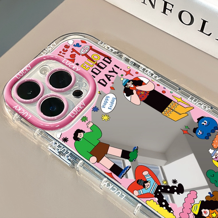 今日份ootd镜面适用于华为奶油壳oppo苹果17pro新iPhone16/15/13promax手机壳mate真我红米小米13pro华为p70