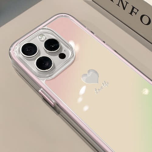 爱心粉绿适用苹果17promax手机壳iPhone16三合一炫彩华为mate70保护套oppo荣耀200创意小米15
