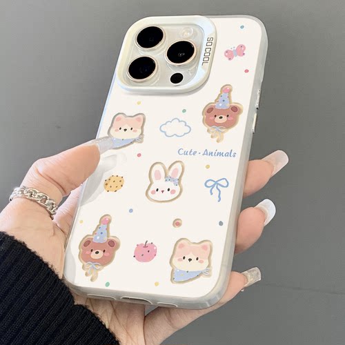 小动物头适用于苹果15pro手机壳iphone14女12小米11创意卡通vivo红米k70磨砂保护套30防摔华为mate60彩银