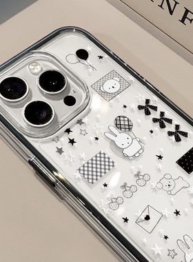星星米菲兔适用苹果17pro手机壳iPhone16三合一炫彩可爱15小众华为mate70保护套OPPO荣耀200新款创意小米