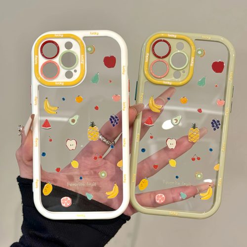 涂鸦满屏水果适用苹果17promax奶油卡通手机壳iphone16防摔华为P80可爱华为mate70pro简约小米小众红米新款