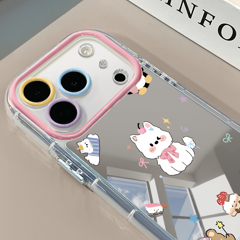 格子西高地适用于苹果17Pro镜面奶油壳16Promax手机壳华为p80可爱小米17防摔荣耀mate70小众红米