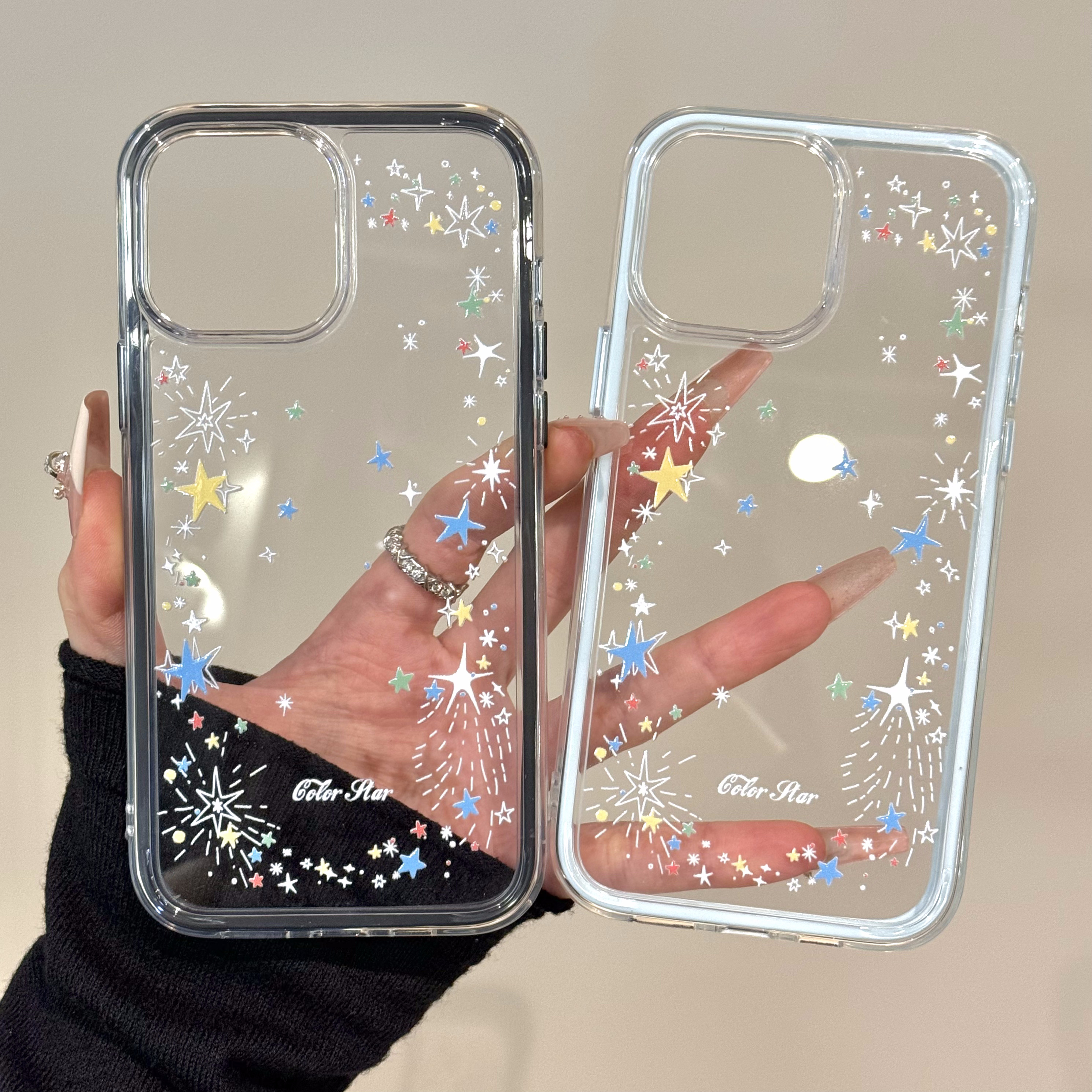 创意线条闪星适用苹果17promax手机壳iPhone16三合一炫彩可爱小众华为mate70保护套潮流新款14创意p60