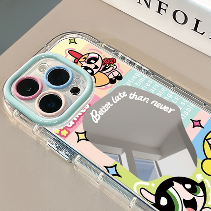 卡通镜子飞天女警镜面适用苹果17promax奶油壳华为oppo新iPhone16promax/15/13promax手机壳小米13pro/u