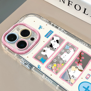 相框小猫镜面适用于苹果16pro华为奶油壳oppo苹果15新iPhone14 11promax手机壳真我红米小米13pro